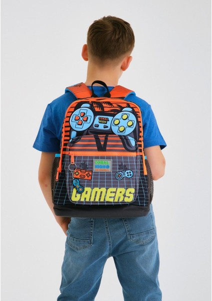 Turuncu Gamers Okul Sırt ve Beslenme Çantası Seti modelleri