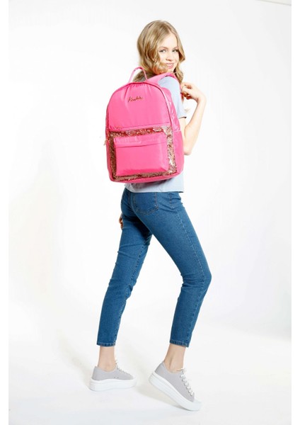 Magical Pullu Pembe Üç Gözlü Okul ve Günlük Sırt Çantası - Kız modelleri