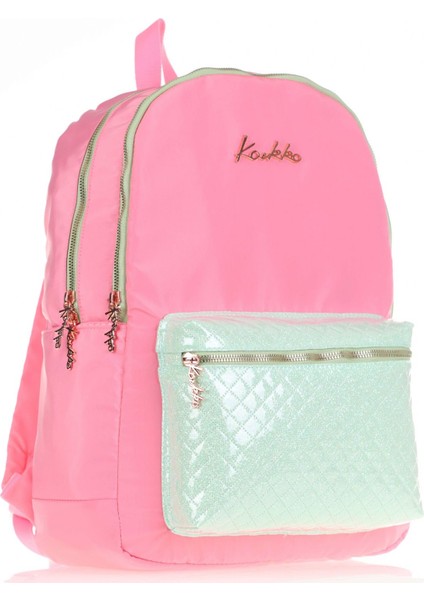 Bright Pembe Su Yeşili Okul ve Günlük Sırt Çantası - Kız Çocuk - Kapitone Rose