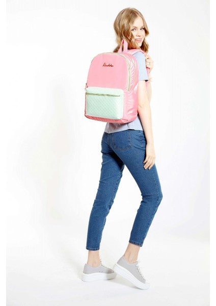Bright Pembe Su Yeşili Okul ve Günlük Sırt Çantası - Kız Çocuk - Kapitone Rose modelleri