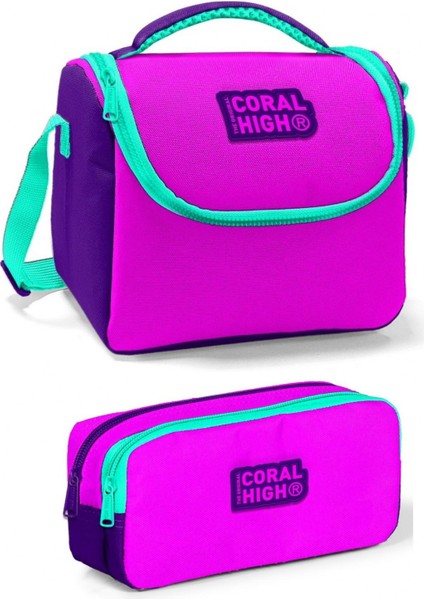 Pembe Yeşil Kız Çocuk Beslenme Çantası Seti