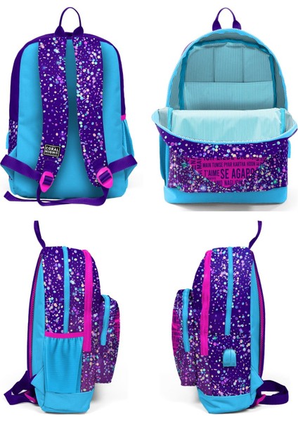 Mor Pembe Kalp Ilkokul ve Günlük Sırt Çantası - Kız Çocuk - USB Soketli modelleri