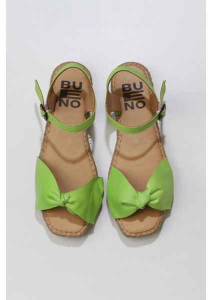 Yeşil Deri Kadın Espadril Sandalet 01WU5206