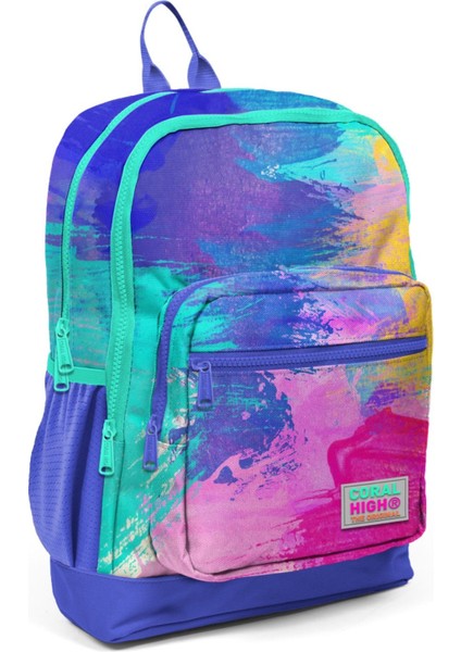 Renkli Fırça Darbeleri Ilkokul ve Günlük Sırt Çantası - Kız Çocuk - USB Soketli