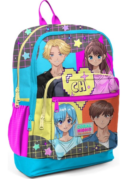 Mavi Anime Ilkokul ve Günlük Sırt Çantası - Kız Çocuk - USB Soketli