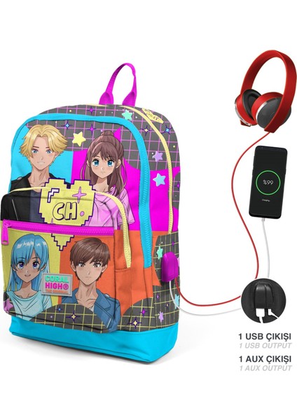 Mavi Anime Ilkokul ve Günlük Sırt Çantası - Kız Çocuk - USB Soketli fiyatları