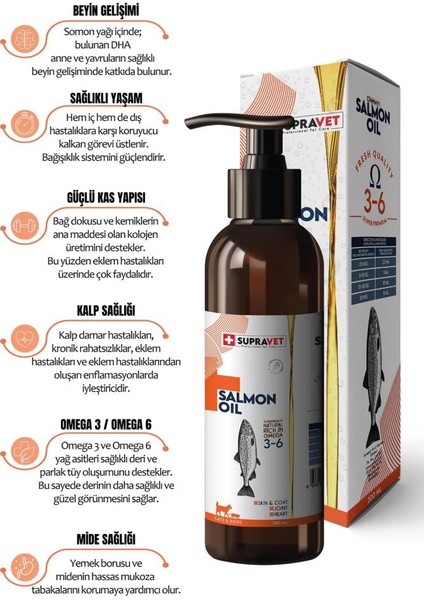 Salmon Oil Cats And Dogs 200 ml Doğal Kedi Köpek Norveç Somon Yağı