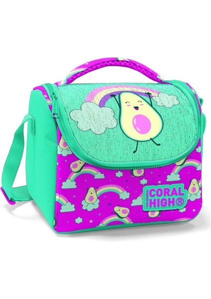 Kız Çocuk Beslenme Çantası - Yeşil Pembe Avokado