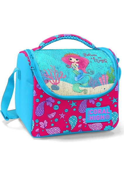 Kız Çocuk Mavi Kırmızı Denizkızı Okul Beslenme Çantası - Thermo Yalıtımlı