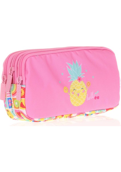 Kids&love Üç Bölmeli Kız Çocuk Kalem Çantası - Pembe Ananas