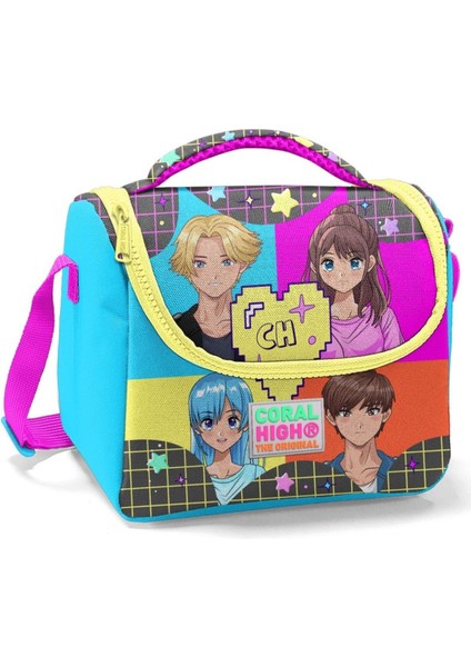 Gri Mavi Pembe Anime Desenli Thermo Beslenme Çantası 11737