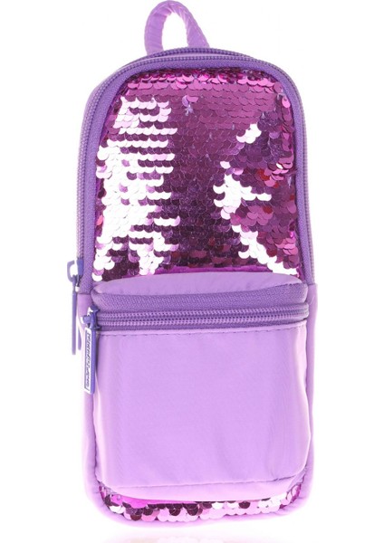Magical Kız Çocuk Pullu Lila Üç Bölmeli Kalem Çantası - Çanta Şekilli fiyatları