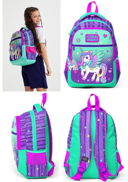 Yeşil Mor Pegasus Beşli Okul ve Günlük Çanta Seti - Kız Çocuk fiyatları