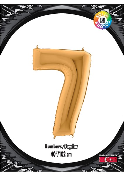 Kikajoy Rakam Folyo Balon 40" Altın -7-