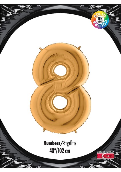 Kikajoy Rakam Folyo Balon 40" Altın -8-
