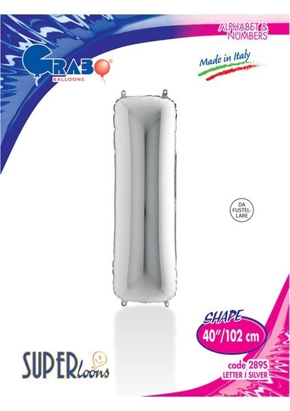 Grabo Harf Folyo Balon 40" Gümüş -I-