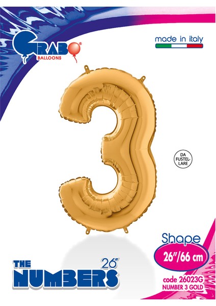 Grabo Rakam Folyo Balon 26" Altın -3-