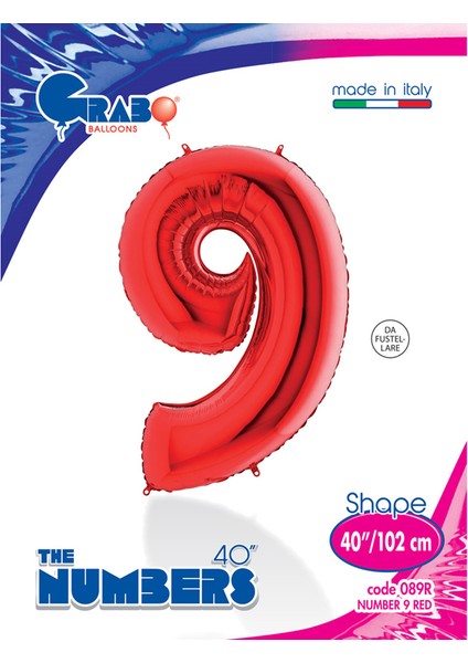 Grabo Rakam Folyo Balon 40" Kırmızı -9-