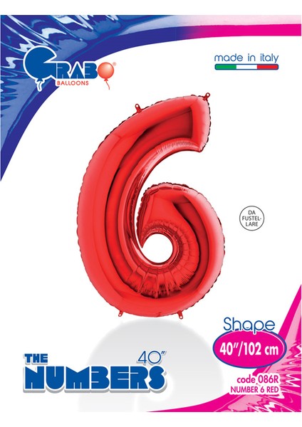 Grabo Rakam Folyo Balon 40" Kırmızı -6-