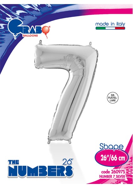 Grabo Rakam Folyo Balon 26" Gümüş -7-