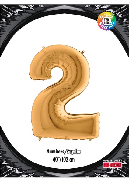 Kikajoy Rakam Folyo Balon 40" Altın -2-