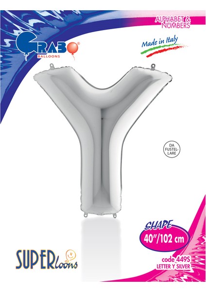 Grabo Harf Folyo Balon 40" Gümüş -Y-
