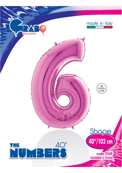 Grabo Rakam Folyo Balon 40" Pembe -6-