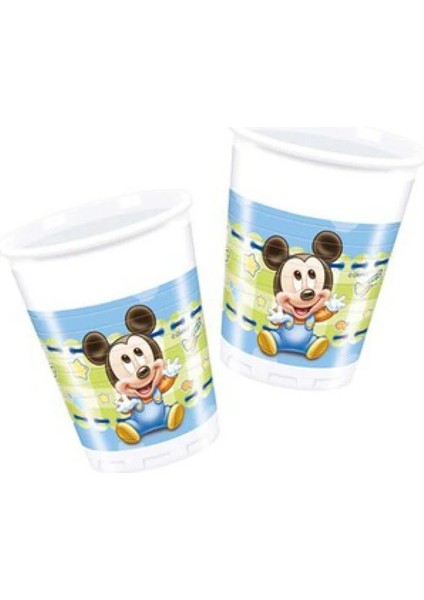 1 Yaş Mıckey Mouse Plastik Bardak 8 Adet (200ML)