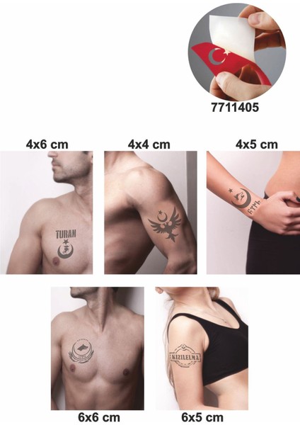 Türkçülük Sembolleri Hint Kınası ile Geçici Dövme Yapma Seti