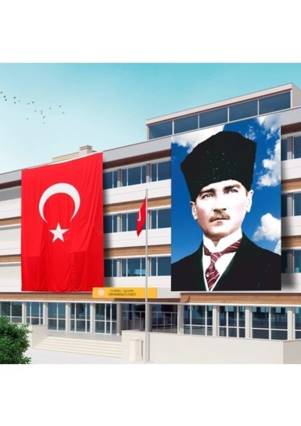Atatürk Posteri ve Türk Bayrağı Raşel Kumaş 400X600