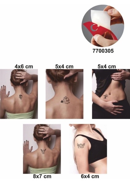 Melek Mi Şeytan Mı 5 Adet Geçici Dövme Kına Şablonu