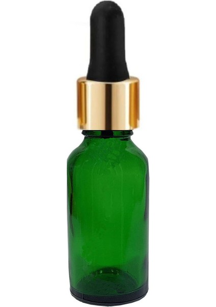 10 Adet 30 ml Altın Renk Yeşil Damlalık Cam Şişe