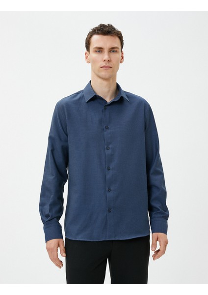 Basic Gömlek Klasik Yaka Uzun Kollu Düğmeli Non Iron