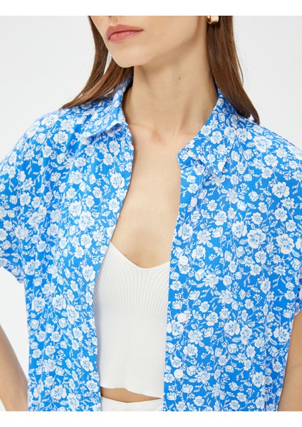 Çiçekli Gömlek Kısa Kollu Ecovero® Viscose