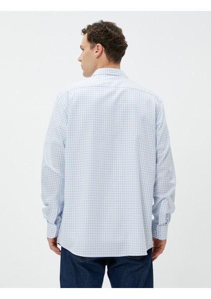 Kareli Gömlek Slim Fit Klasik Yaka Uzun Kollu Pamuklu