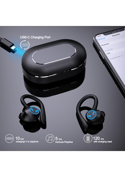 Bluetooth Uyumlu 5.1 Tws Kablosuz Kulaklık Spor Su Geçirmez Kulaklık Stereo 9d Bas Kulaklık Dokunmatik Kontrol Mikrofonlu Kulaklık (Yurt Dışından) fırsatları