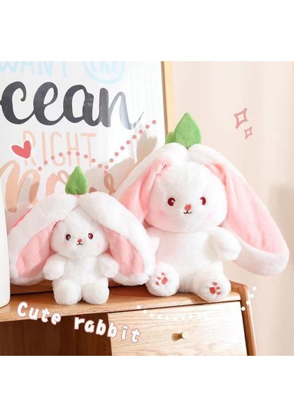18 cm Sevimli Dönüşüm Çilek Tavşan Bebek Peluş Oyuncak Havuç Tavşan Küçük Meyve Bebeği Küçük Tavşan (Yurt Dışından)