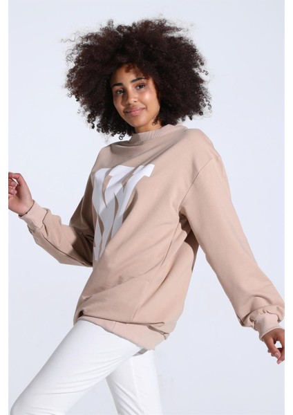 Fancy Kadın Bisiklet Yaka NY Baskılı Regular Sweatshirt