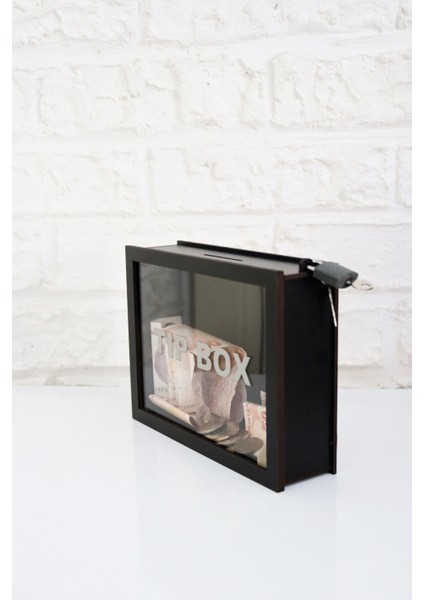 Ahşap Özel Yapım Kilitli Siyah Tıp Box- Kumbara