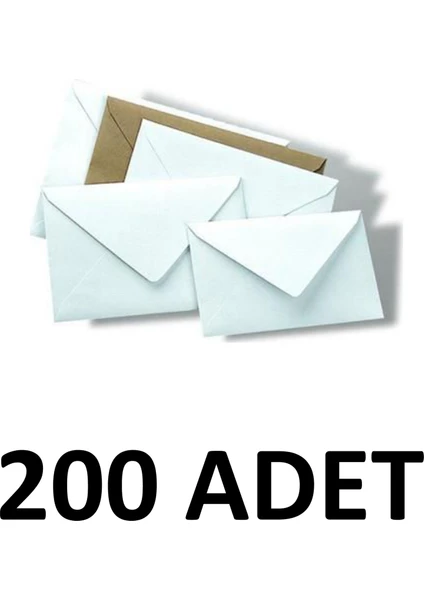 200  Adet 13X18 cm  Davetiye Zarfı 70 gr Beyaz