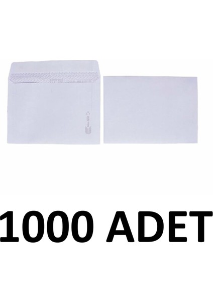 1000 Adet Mektup Zarfı 11.4 x 16.2 cm 70 gr Kendinden Yapışkanlı, Silikonlu Beyaz