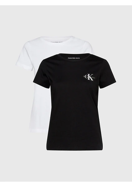 Calvin Klein 2 Pack Monologo Slım Tee Kadın Tişört