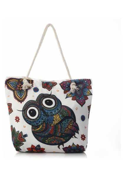 Baykuş Dijital Baskılı Plaj Çantası 01