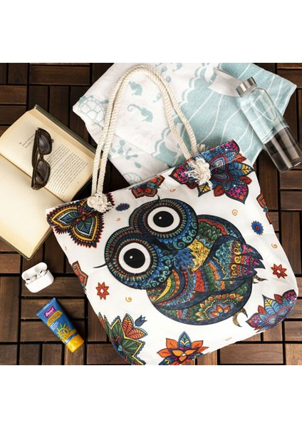 Baykuş Dijital Baskılı Plaj Çantası 01 fiyatları