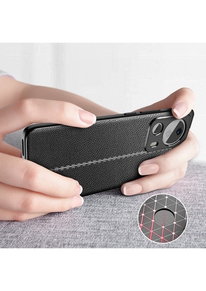 Xiaomi Mi 13 Lite Kılıf Niss Silikon Deri Görünümlü Siyah