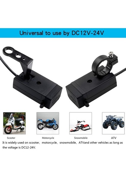 Chembo Motosiklet Çift USB Şarj Cihazı Qc 3.0 Cep Telefonu Şarj Cihazı Hızlı Şarj Cihazı 12-24V Evrensel Anahtarlı () (Yurt Dışından) modelleri