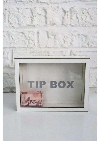 Ahşap Özel Yapım Kilitli Beyaz Tıp Box- Kumbara