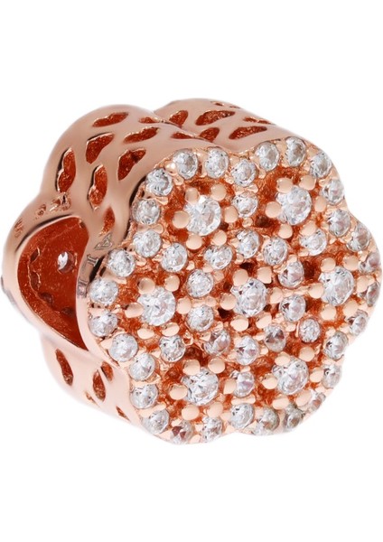 Kadın Rose Renk Çiçek Model Gümüş Charm