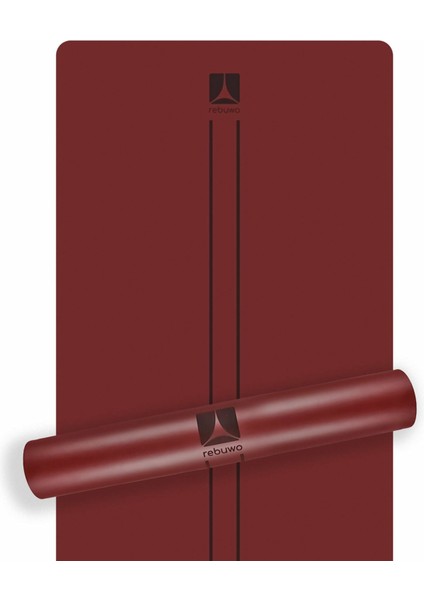 Çizgi Tasarımlı 5mm Ekstra Kaydırmaz Doğal Kauçuk Yoga Matı Pilates Mat 185 X 68 cm Bordo