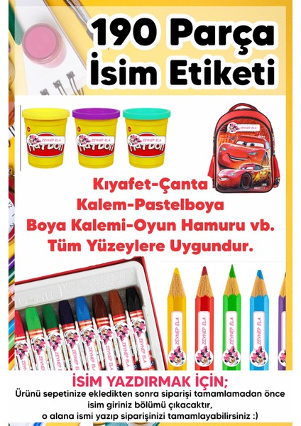 Okul Etiketi Kalem Defter Etiketi Beşiktaş Özel Isim Yazılabilen Etiket - 190 Adet